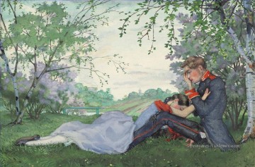 romantique romantisme Tableau Peinture - Confession douloureuse Konstantin Somov paysage amant romantique